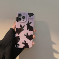 Purple Background Black Rabbit iPhone Case 1