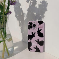 Purple Background Black Rabbit iPhone Case 2