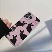 Purple Background Black Rabbit iPhone Case 4