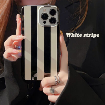 Bright Black Wide Stripes iPhone Case 1