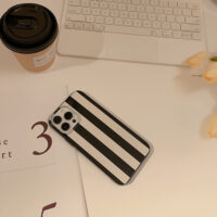 Bright Black Wide Stripes iPhone Case 12