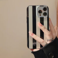 Bright Black Wide Stripes iPhone Case 4