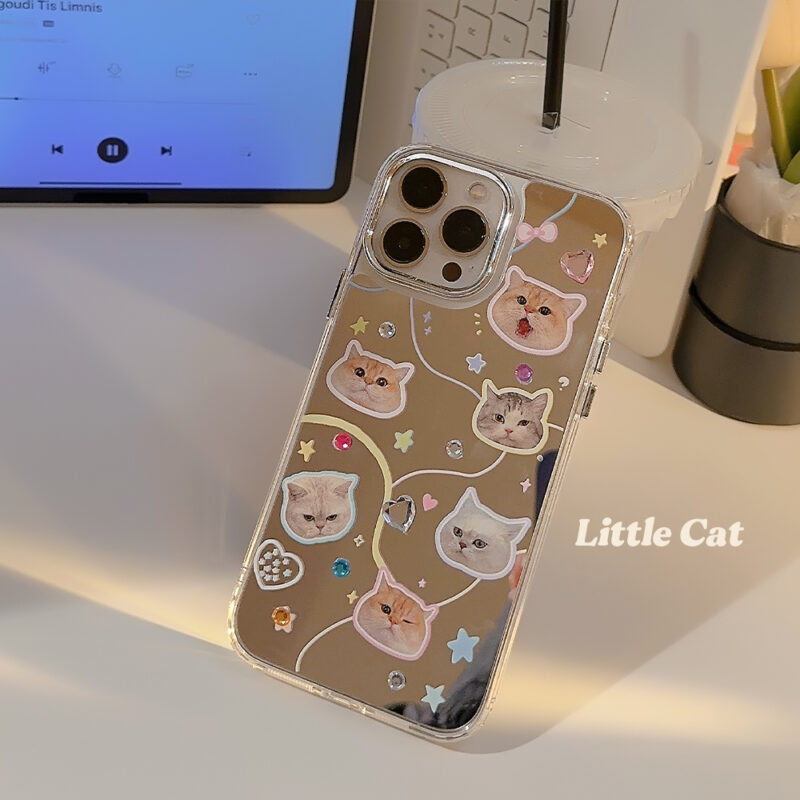 Mirrored Cat Avatar Rhinestone iPhone Case 2