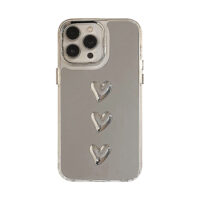 Metallic Silver 3D Heart iPhone Case
