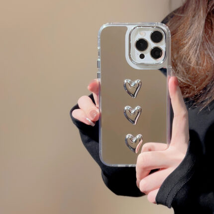 Metallic Silver 3D Heart iPhone Case 3