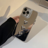 Metallic Silver 3D Heart iPhone Case 5