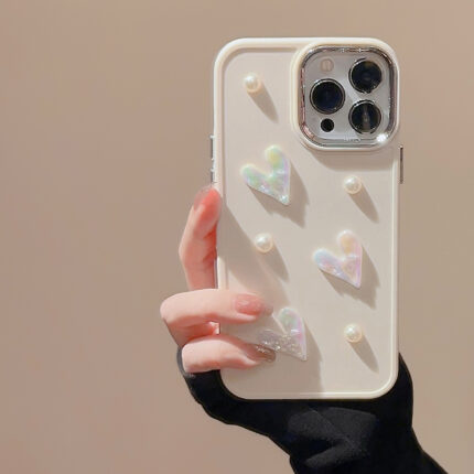 Milk White Pearl Love Heart iPhone Case 3