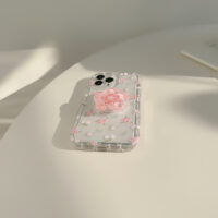 Pink Floral Large Petal Bracket iPhone Case 15