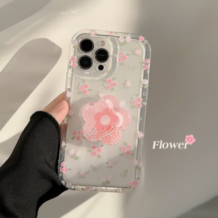 Pink Floral Large Petal Bracket iPhone Case 2