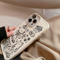 Lines Kitty Comic iPhone Case 12
