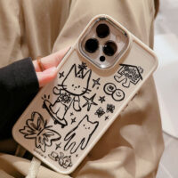 Lines Kitty Comic iPhone Case 4