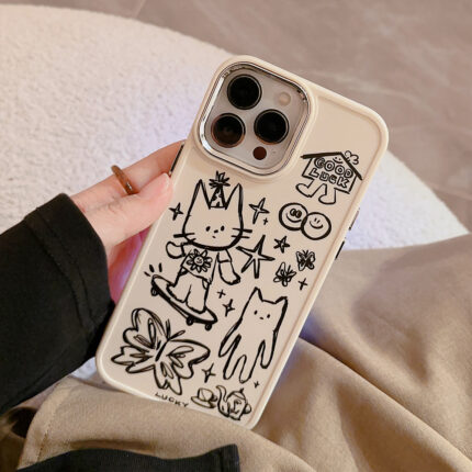 Lines Kitty Comic iPhone Case 8