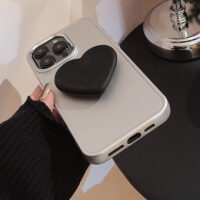 Silver Frame Black Heart Stand iPhone Case 10