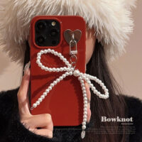 Wine Red Pearl Bow iPhone Case 1