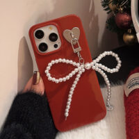 Wine Red Pearl Bow iPhone Case 3