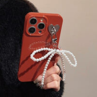 Wine Red Pearl Bow iPhone Case 6