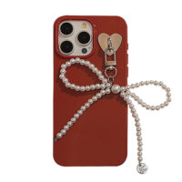 Wine Red Pearl Bow iPhone Case