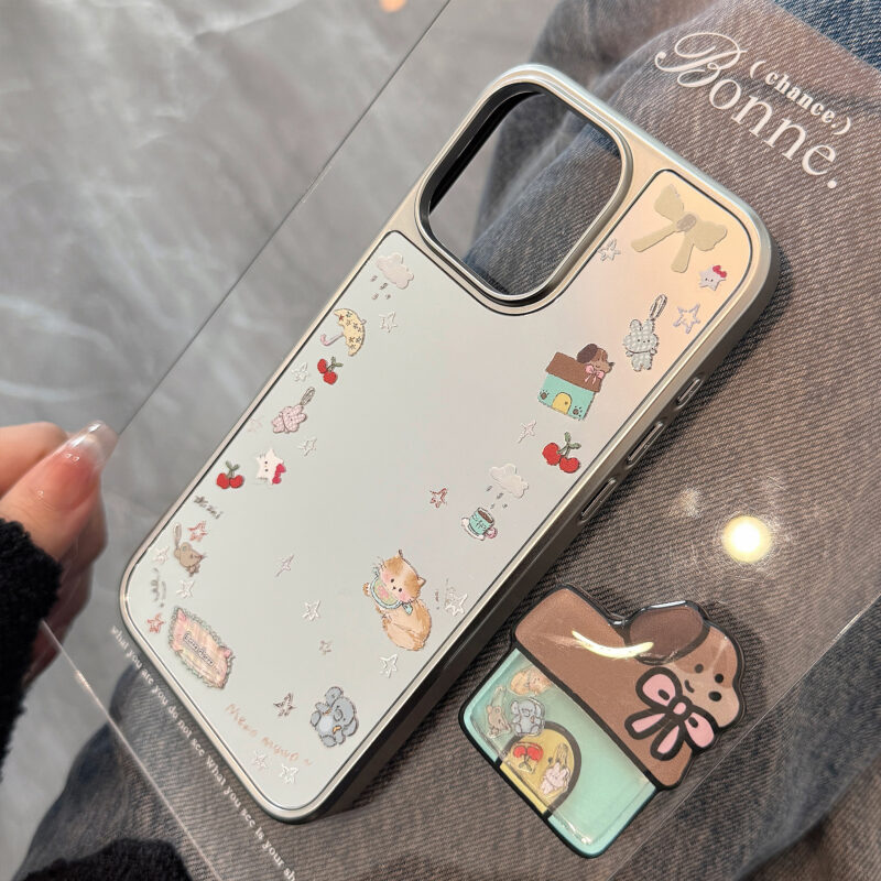 Chic Korean Mirror Puppy House iPhone Case-10