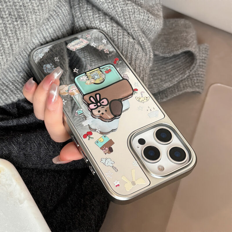 Chic Korean Mirror Puppy House iPhone Case-4