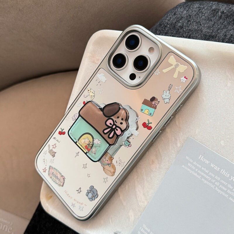 Chic Korean Mirror Puppy House iPhone Case-8