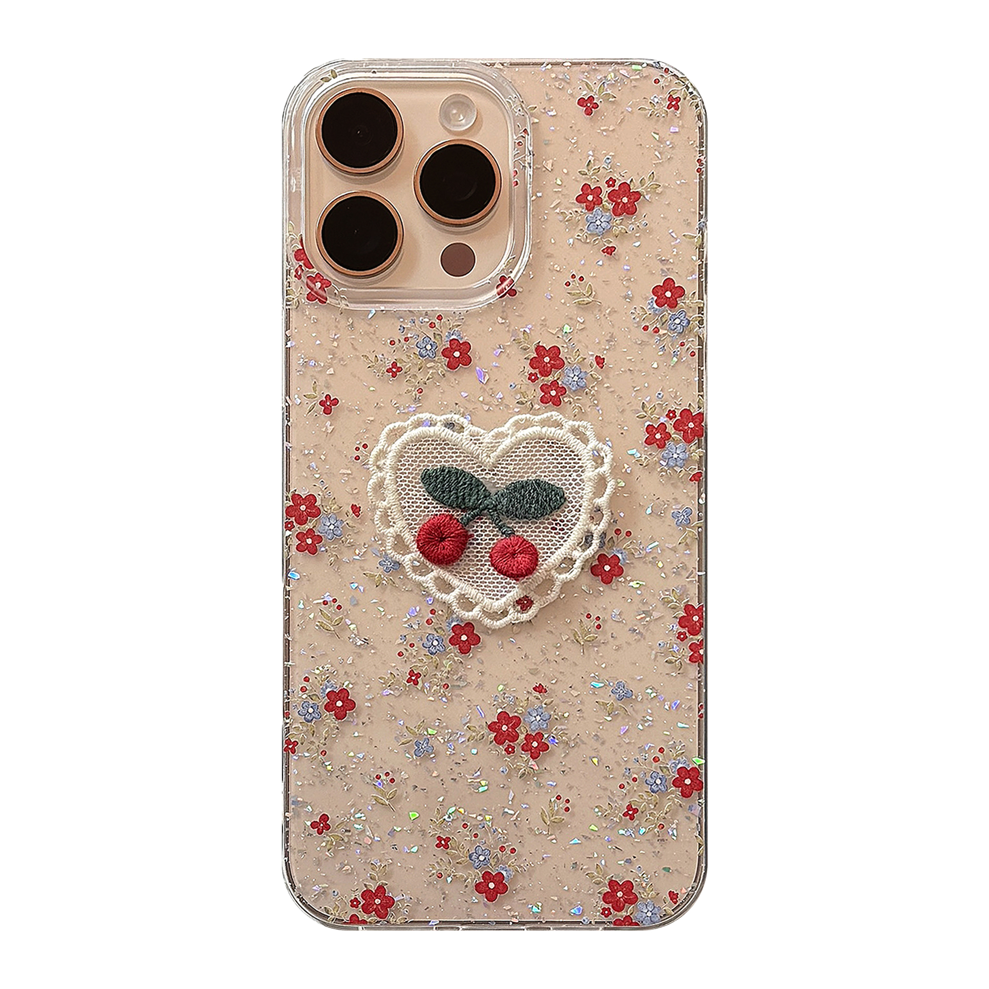 Sweet Cherry Blossom Heart iPhone Case-0