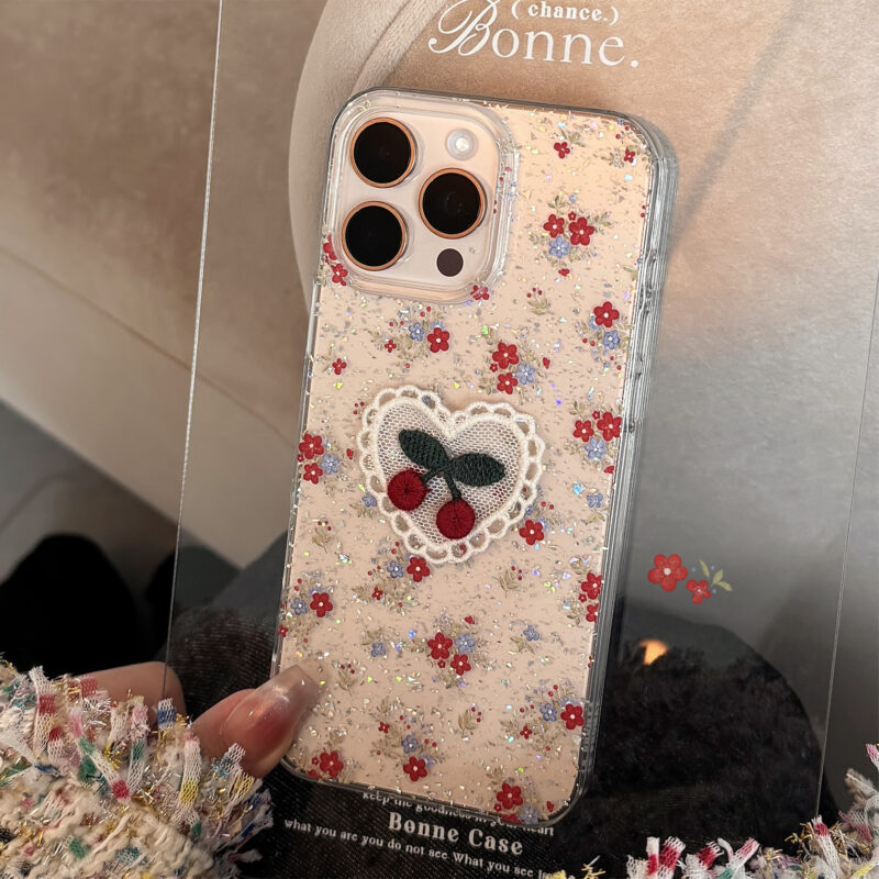 Sweet Cherry Blossom Heart iPhone Case-1