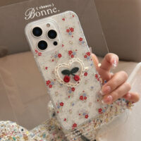 Sweet Cherry Blossom Heart iPhone Case - Image 3