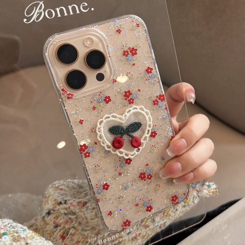 Sweet Cherry Blossom Heart iPhone Case-4