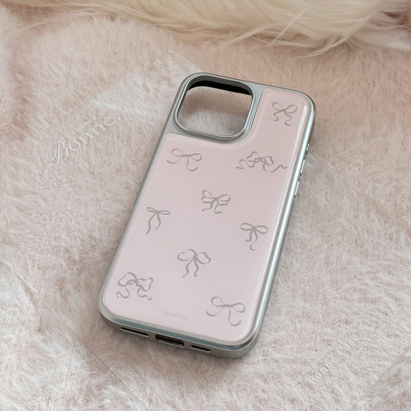 Chic Bow Design Silver-Edged iPhone Case-11