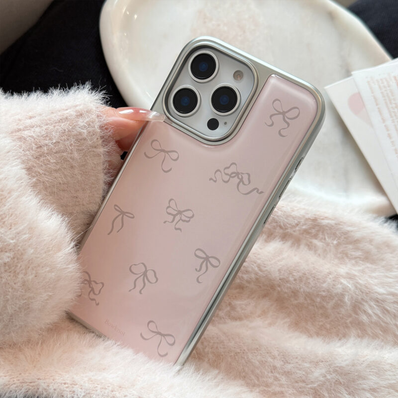 Chic Bow Design Silver-Edged iPhone Case-5