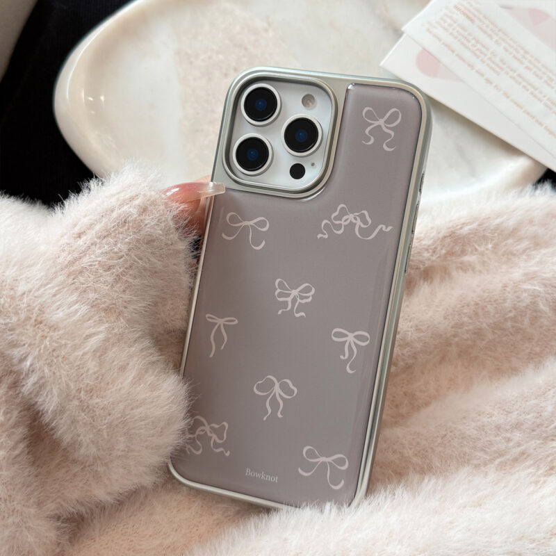 Chic Bow Design Silver-Edged iPhone Case-6