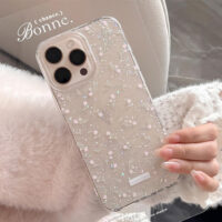 Gentle Pink Mini Rose Sparkle iPhone Case - Image 3