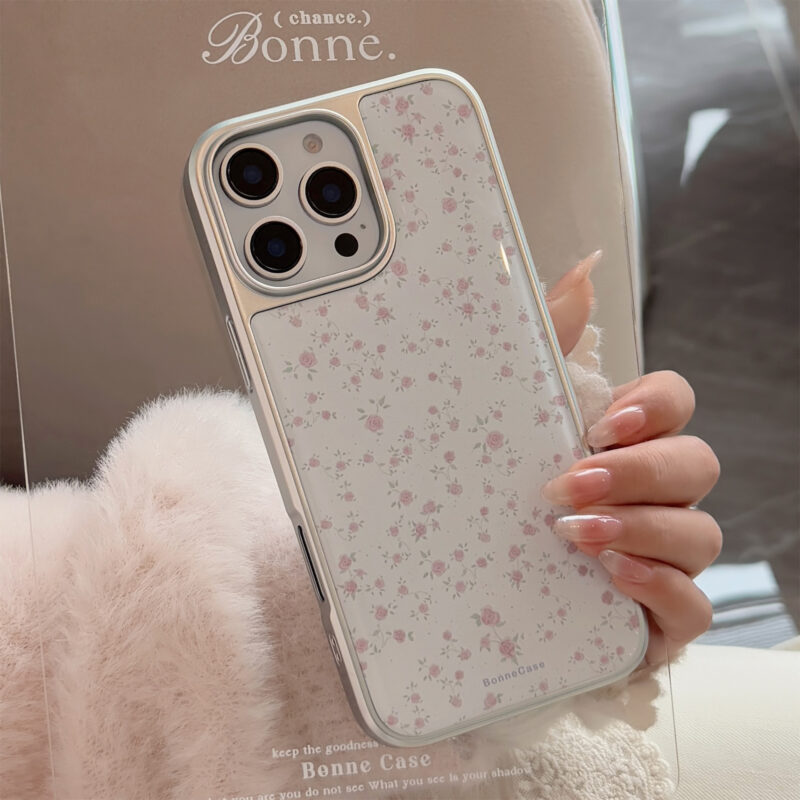 Korean-style Pink Rose Floral iPhone Case-1