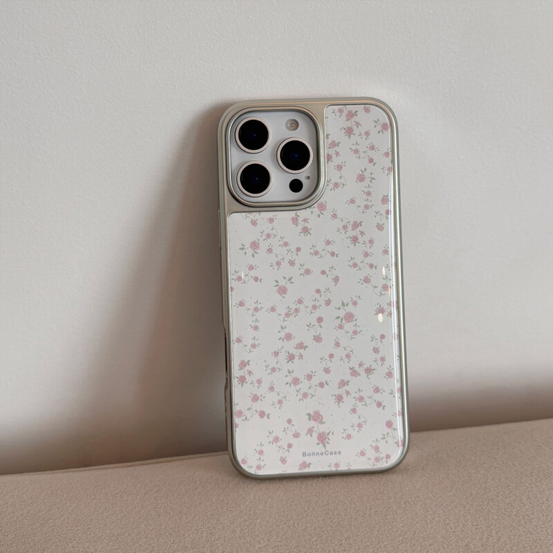Korean-style Pink Rose Floral iPhone Case-5