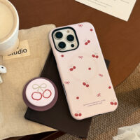 Charm Tiny Cherries Stand iPhone Case - Image 3