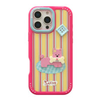 Colorful Striped 3D Buckle Puppy iPhone Case - Image 2