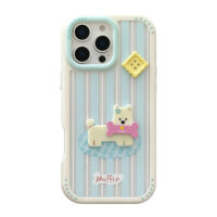 Colorful Striped 3D Buckle Puppy iPhone Case - Image 3