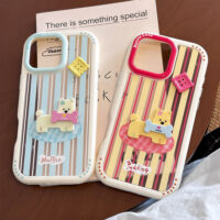 Colorful Striped 3D Buckle Puppy iPhone Case - Image 6