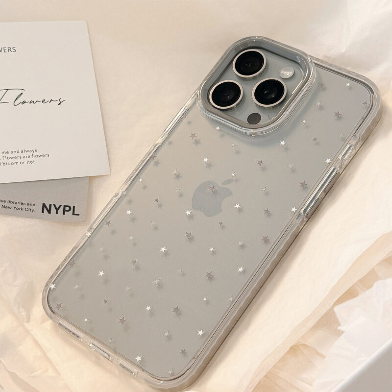 Gray-White Stars Doodle iPhone Case-1