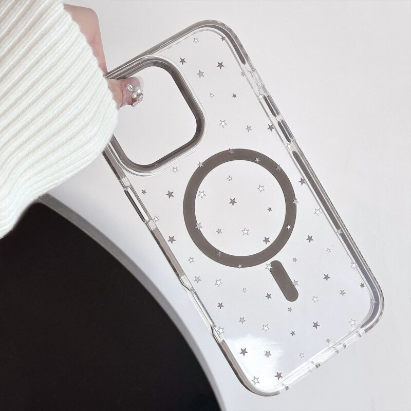 Gray-White Stars Doodle iPhone Case-10