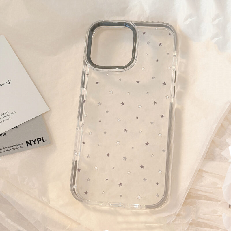 Gray-White Stars Doodle iPhone Case-4