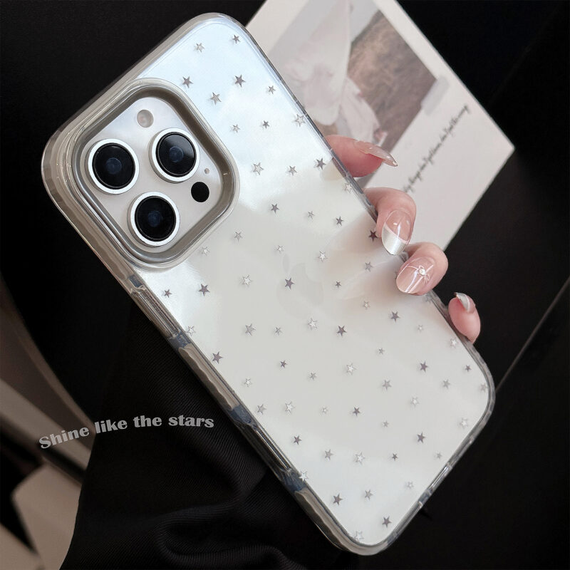 Gray-White Stars Doodle iPhone Case-6