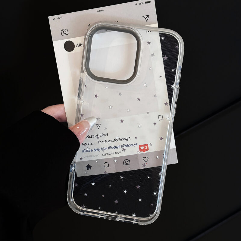 Gray-White Stars Doodle iPhone Case-7