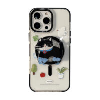 Green Potted Plant Black Cat iPhone Case