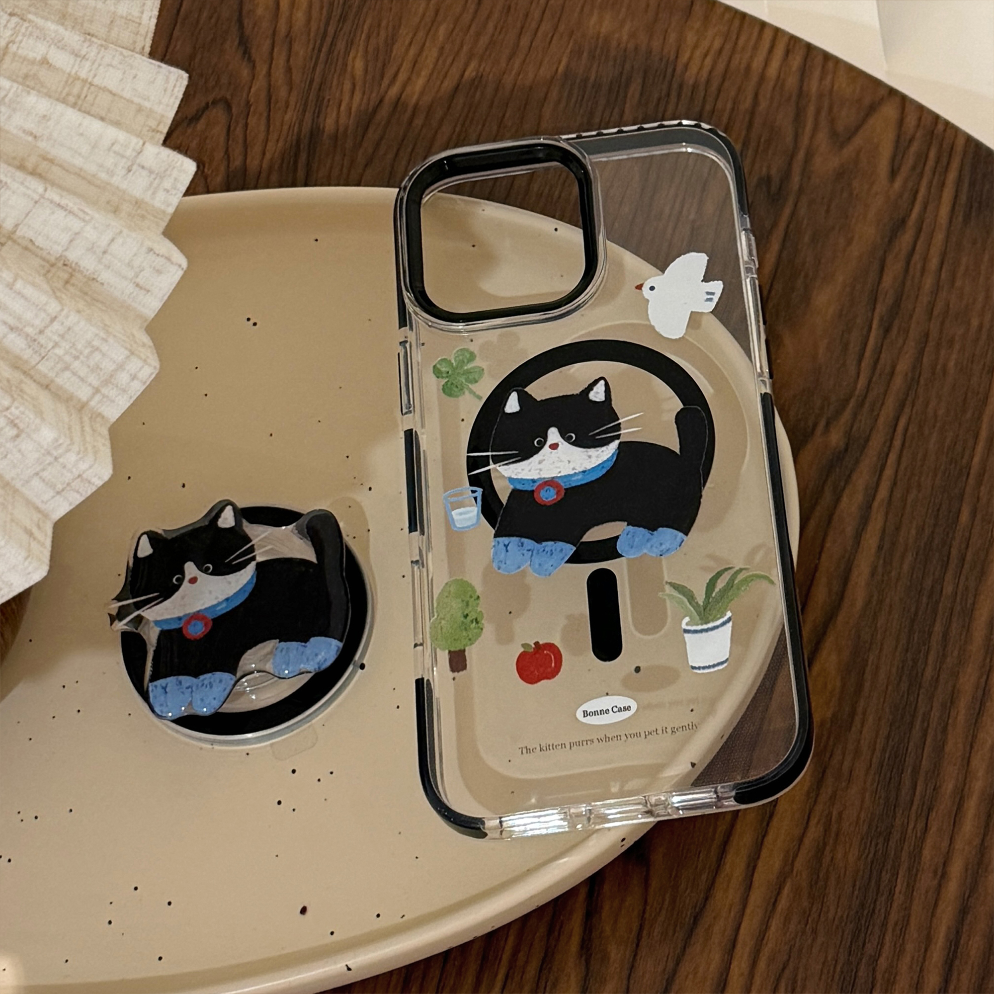 Green Potted Plant Black Cat iPhone Case-10