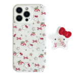 Cute Cat Cherry Glitter 3D Star Stand iPhone Case