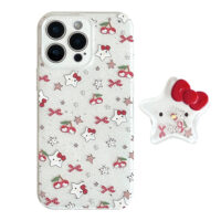 Cute Cat Cherry Glitter 3D Star Stand iPhone Case