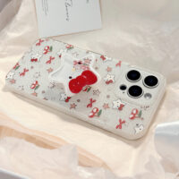 Cute Cat Cherry Glitter 3D Star Stand iPhone Case - Image 4