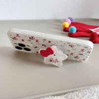 Cute Cat Cherry Glitter 3D Star Stand iPhone Case - Image 6