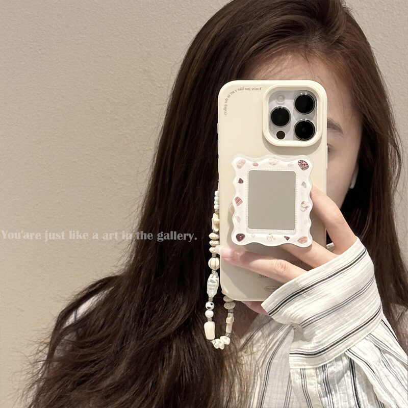 French Mirror Stand Cheese White iPhone Case-3